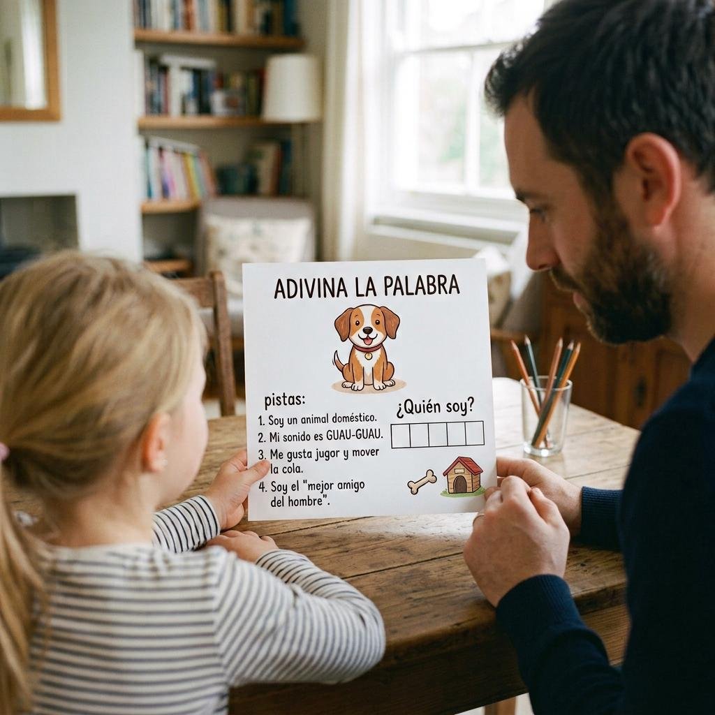 Un padre y su hija resolviendo un acertijo